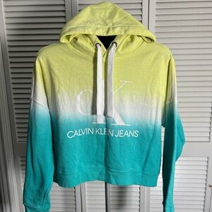 Calvin Klein Jeans Yellow and Teal Ombre Hoodie